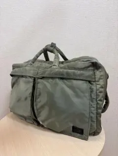 希少 廃盤】PORTER タンカー ブリーフケース セージグリーン A4収納可