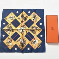 【新品同様】エルメス　シルク バンダナ スカーフ ポロの世界 プチカレ カレ40