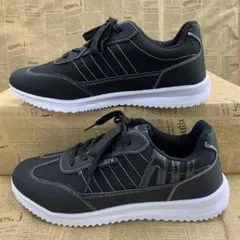 新品★メンズ★26.0cm★軽量 クッション クラシックスニーカー 黒 2389