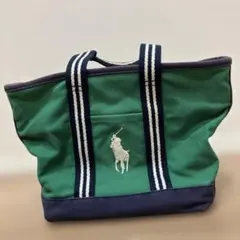 ポロ刺繍ロゴ キャンバストートバッグ　ラルフローレン