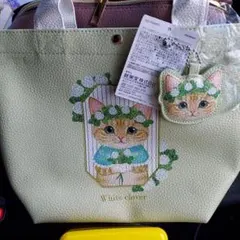 フェリシモ　猫部　ミニトートバッグ　シロツメクサ