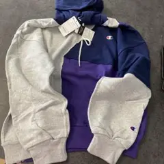 【新品】Champion CW_Q109 パーカー Lサイズ グレー/ネイビー