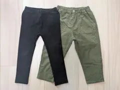 ユニクロ　リブ　レギンス　パンツ　2セット 100cm 黒 カーキ