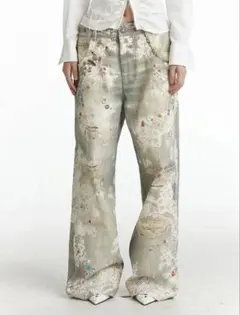 2000's archive paint dark wear denim y2k - メルカリ