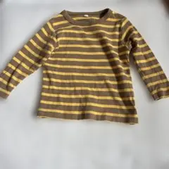 ブラウン・イエロー ストライプ Tシャツ 80