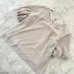 VIS プリーツスリーブ カットソー 半袖 グレージュ サイズF トップス