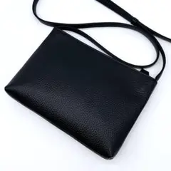 極美品✨HushTug ハッシュタグ レザーサコッシュ レザー しぼ革 ブラック