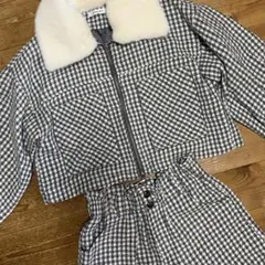 INGNI セットアップ 千鳥柄 グレー ファー付き