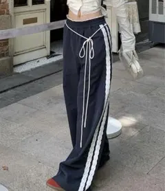 Teem Store サイドレースラインナイロンイージーパンツ　L