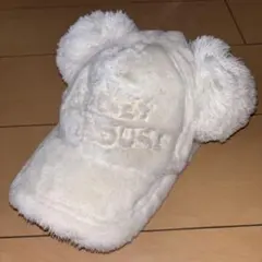 耳付きホワイトフリースキャップ