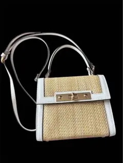 GIANNI NOTARO イタリア製 ラフィアコンビミニハンドバッグ