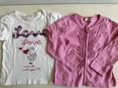 KPニットプランナー 100cm ミミちゃんTシャツ パーカーピンク