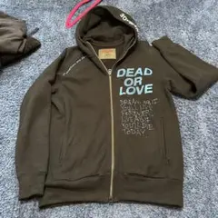 ダークブラウン パーカー DEAD OR LOVE ONEMADE