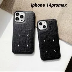 人気！iphone14promax レザーケース ポケット付 ブラック