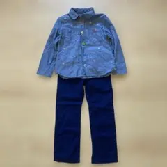 デニム風刺繍長袖シャツ ズボン