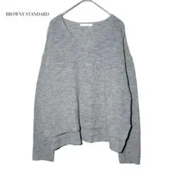 ブラウニースタンダード Ｖネックニット 長袖 【F】 グレー シンプル