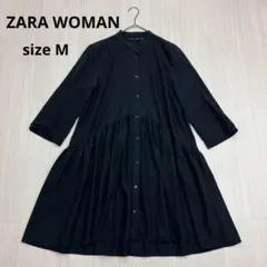 ◆ ZARA WOMAN ザラ ギャザー シャツ ワンピース ブラック M