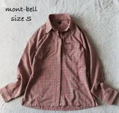 美品★mont-bell ウィックロン WIC. ライト チェックシャツ 赤 S