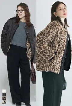 【未使用】coca リバーシブルキルティングブルゾン　 レオパード　Mサイズ