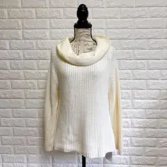 OPAQUE.CLIP コットン混オフホワイト ニット Lサイズ 体型カバー