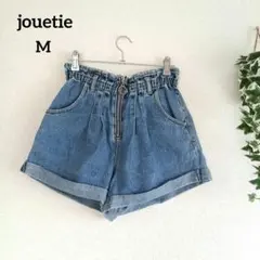 ジュエティ フロントジップ ハイウエスト デニムショートパンツ M