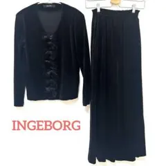 インゲボルグ セットアップ ワイドパンツ ゴムウエスト ビロード 黒 長期保管品