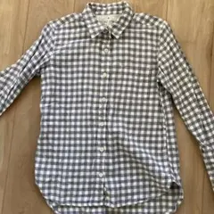 無印良品グレーとホワイトのチェック柄シャツ M