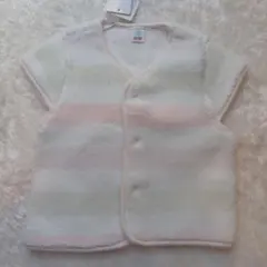 【新品タグ付】ベビーベスト 90cm ホワイト/ピンク ELFINDOLL