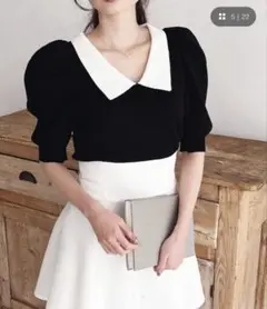 衿付配色ニットトップス　MIIAのサムネイル