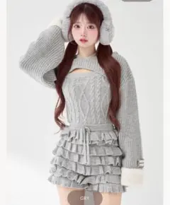 Darich ダーリッチ フリルニットコンビネゾン GRY