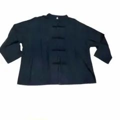今だけ価格。melotの黒の綿100%チャイナデザイン七分袖ブラウス