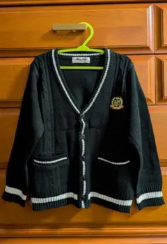 【未使用】 冬用カーディガン 黒 スクールカーディガン風 110㎝