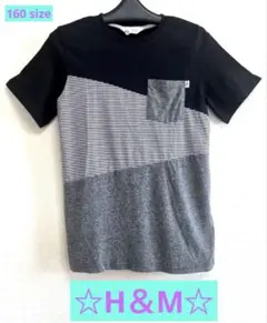 H&M ストライプポケットTシャツ US 12-14Y