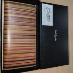 中古品】ポールスミス 長財布 ラウンドジップ マルチストライプ 牛革 箱付きのサムネイル