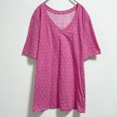 レーンブライアント 半袖tシャツ Vネック 総柄 XL～2XL相当 ピンク
