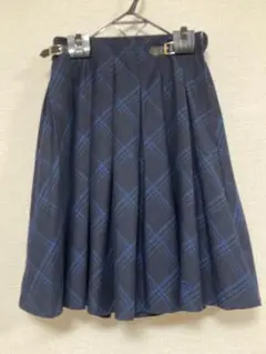 pom ponette juniorネイビー チェック柄 プリーツスカート