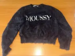 【新品未使用】MOUSSY ロゴ入り シャギーニット ブラック FREE