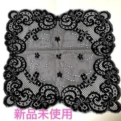 黒のレースポケットチーフ新品未使用　フォーマル　パーティ　バラ柄　豪華　ハンカチ