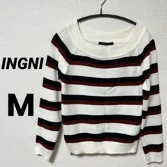 INGNI イング ボーダー ニット セーター 白 赤 紺 トップス 長袖 Ｍ