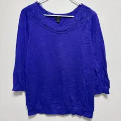 WORTHINGTON ケーブル編み デザイントップス 【L】パープル 七分袖