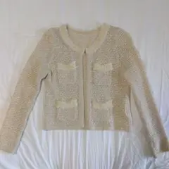 Apuweiser -riche ベージュ編み込みカーディガン