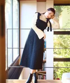 ナチュラルビューティベーシック　ショルダーリボンナロージャンスカ　黒　S