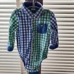 ベビーギャップ babyGAP チェック シャツ ロンパース 長袖 綿 80