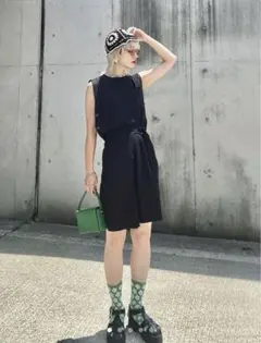 新品　unfield 麻混ラップ風ショートパンツ　ジレ　セットアップ