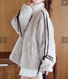 オリーブデオリーブ 【SNSで話題の！】袖リボンボアブルゾン ガーリー