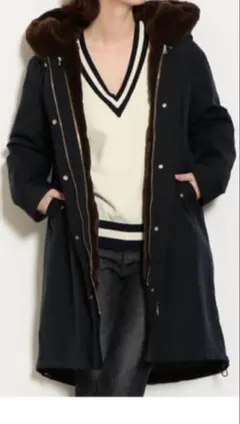 green label relaxing モッズコート ロング ネイビー　40