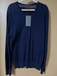 Rinascente ネイビー Vネックニット綿100%