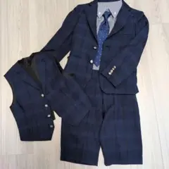 ネイビー チェック柄 スーツセット（サイズ120）