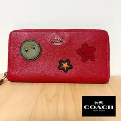 Coach コーチ ラウンドファスナー 長財布 アップリケ