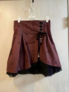 Secret Honeyのワインレッド フレアスカート レースアップ ミニ丈